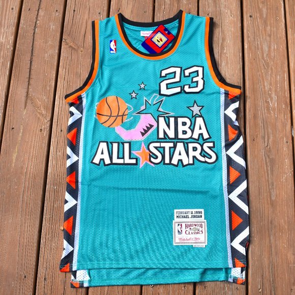 New! Michael Jordan 1996 Blue NBA Allstars Pepper Basketball Jersey Mens XL - Picture 2 of 2